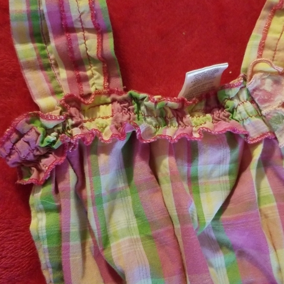 Size 3T Pink, Yellow & Green Plaid Romper - Picture 6 of 7